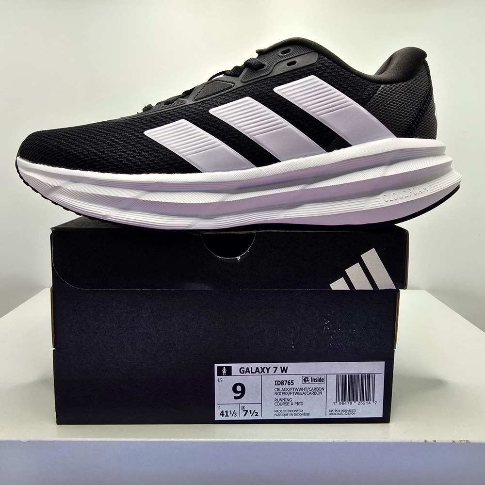 Adidas Galaxy 7 ID8765 Women 9 Running Shoes Black White Carbon Athletic Sneaker